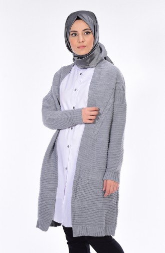 Gilet Tricot Manches Chauve-Souris 5656-05 Gris 5656-05