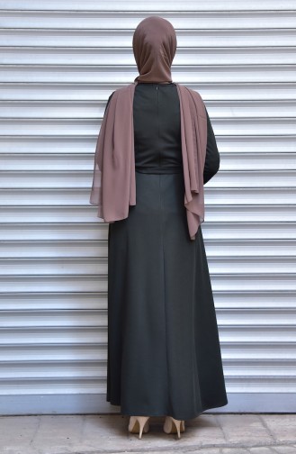 Khaki Hijab Dress 6117-01