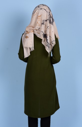 Stricktunika mit Stickerei 0115-02 Khaki 0115-02