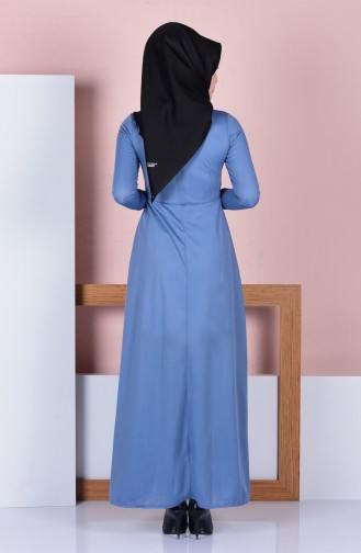 Yaka Detaylı Elbise 2011-10 İndigo