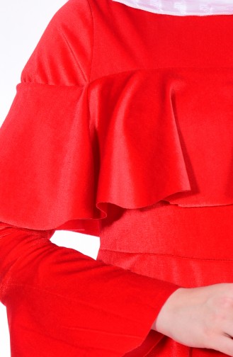 Red Hijab Dress 4008-16