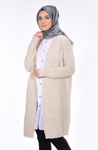 Strickjacke mit Fledermausärmeln 5656-07 Creme 5656-07