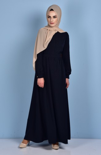 Navy Blue Hijab Dress 4125-05