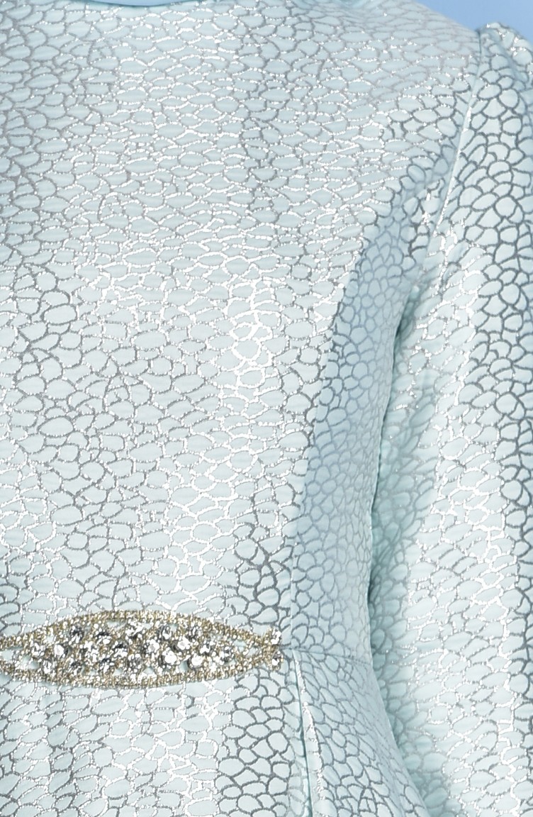 Mint Green Hijab Evening Dress 018303 Sefamerve