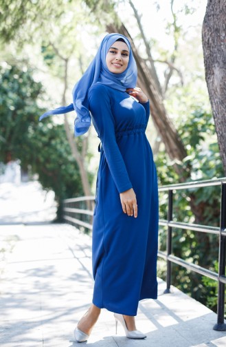 Petrol Hijab Dress 6113-06