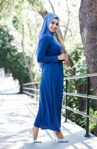 Petrol Hijab Dress 6113-06