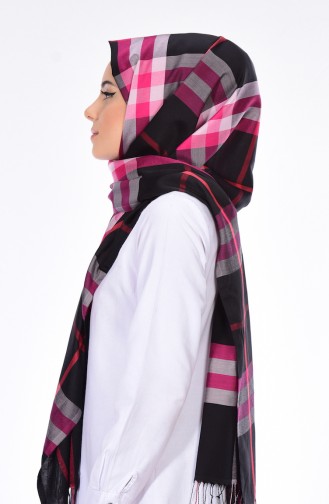 Plaid Patterned Shawl 60045-20 Black 20