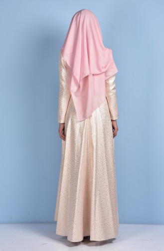 Salmon Hijab Evening Dress 0183-02