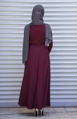 Claret Red Hijab Dress 6114-04