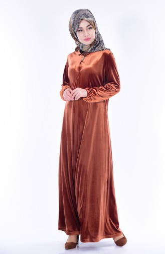 Kadife Elbise 1470-03 Kiremit