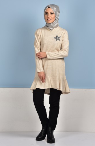 Stone Detailed Sweater Pullover 0103-01 Cream 0103-01