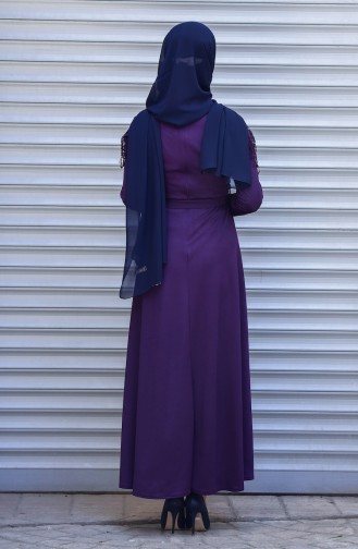 Laced Belted Dress 6114-06 Purple 6114-06