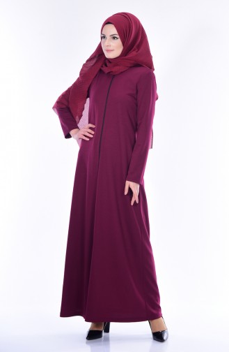 Abaya mit Reißverschluss 3035-12 Weinrot 3035-12