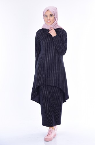 Ensemble Deux Pieces Jupe Tunique 6009A-02 Noir 6009A-02
