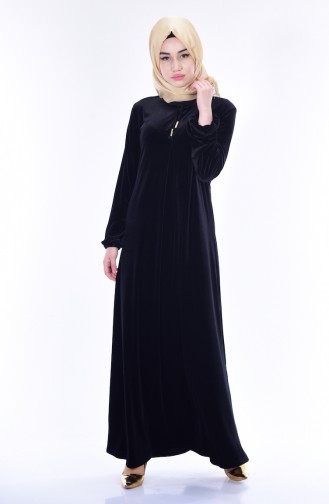Kadife Elbise 1470-05 Siyah