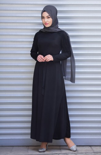 Laced Belted Dress 6114-02 Black 6114-02