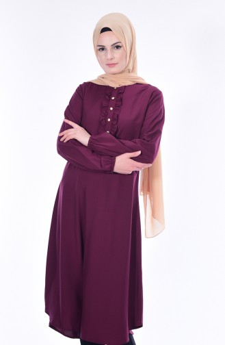 Button Detailed Tunic 1133-04 Cherry 1133-04