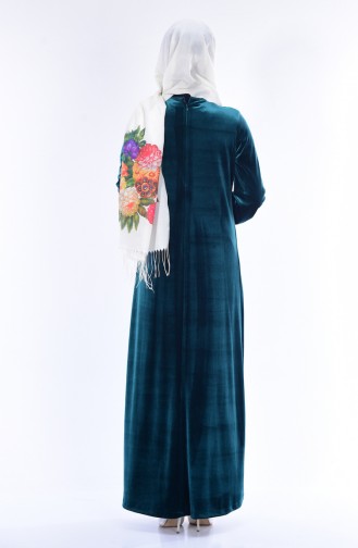 Kadife Elbise 1470-01 Yeşil