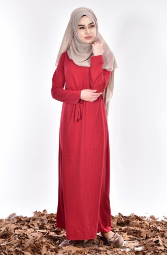 Claret Red Hijab Dress 4430-03