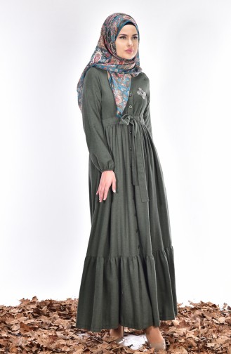 Khaki Hijab Dress 1440-05