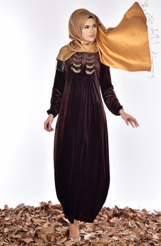 Brown Hijab Dress 1479-03