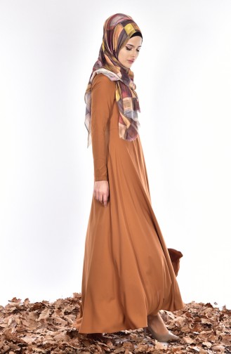 Brick Red Hijab Dress 4122A-12