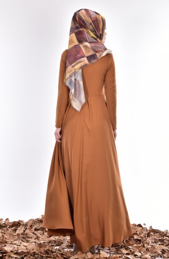Brick Red Hijab Dress 4122A-12
