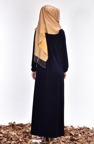 Navy Blue Hijab Dress 1479-01