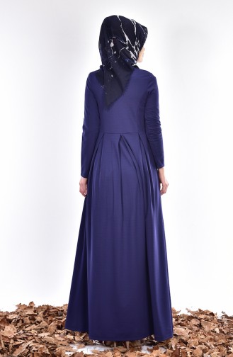 Navy Blue Hijab Dress 0632-02