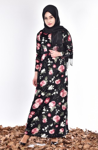 Schwarz Hijab Kleider 3216-01