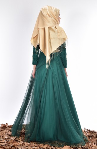 Robe de Soirée Bordée 0471-01 Vert emeraude 0471-01