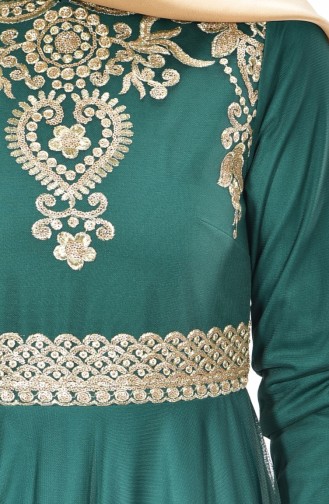 Robe de Soirée Bordée 0471-01 Vert emeraude 0471-01