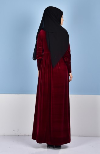 Claret Red Hijab Dress 1463-03
