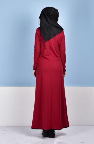 Claret Red Hijab Dress 3209-01