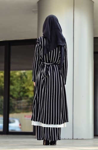 Striped Long Jacket 1008-01 Black 1008-01