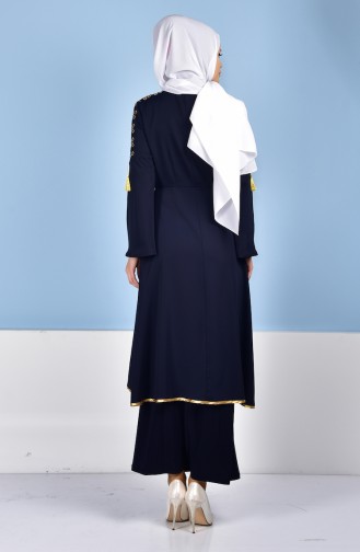 Kleid und Kaftan mit Stickerei 5000-01 Dunkelblau 5000-01