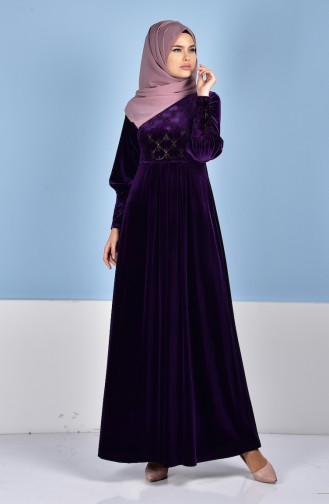Purple Hijab Dress 1463-04