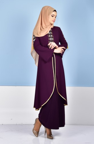 Kleid und Kaftan mit Stickerei 5000-05 Lila 5000-05