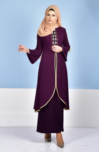 Kleid und Kaftan mit Stickerei 5000-05 Lila 5000-05