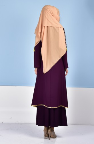 Robe Caftan Bordée 5000-05 Pourpre 5000-05