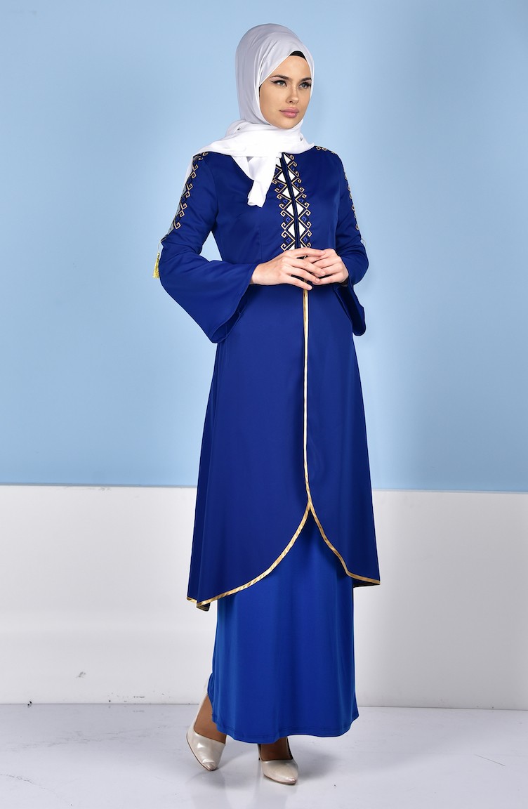 robe caftan bleu roi