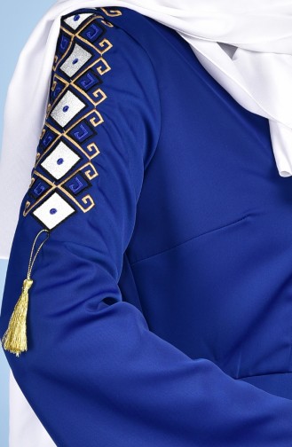 Robe Caftan Bordée 5000-02 Bleu Roi 5000-02