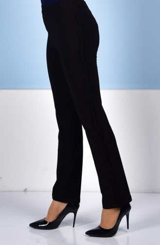 Pantalon Détail Froufrous 1019-02 Noir 1019-02