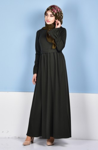 Khaki Hijab Dress 6098A-06