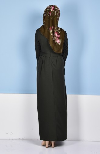 Khaki Hijab Dress 6098A-06