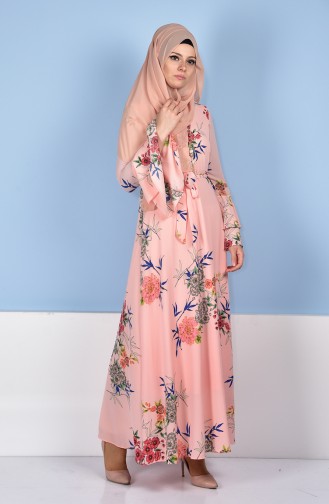 Salmon Hijab Dress 5007B-03