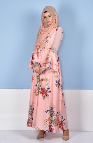 Salmon Hijab Dress 5007B-03