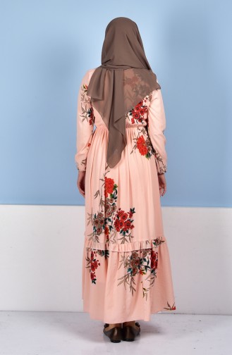 Flower Patterned Dress 0716-03 Pink 0716-03