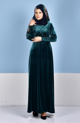 Green Hijab Dress 1463-05