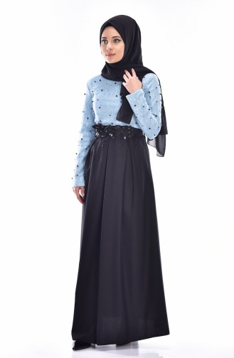 Pearly Lace Dress 1729-02 Bebe Blue Black 1729-02